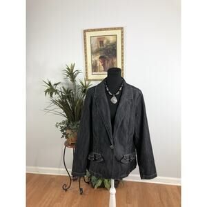 Lane Bryant Women Jacket Plus 22W 1 Button Front Office Siren Lapel Notch Retro